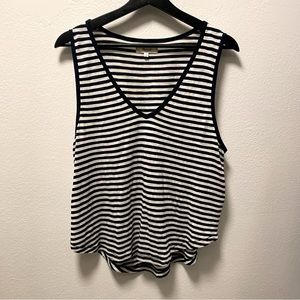 Madewell black and white stripes v neck tank top